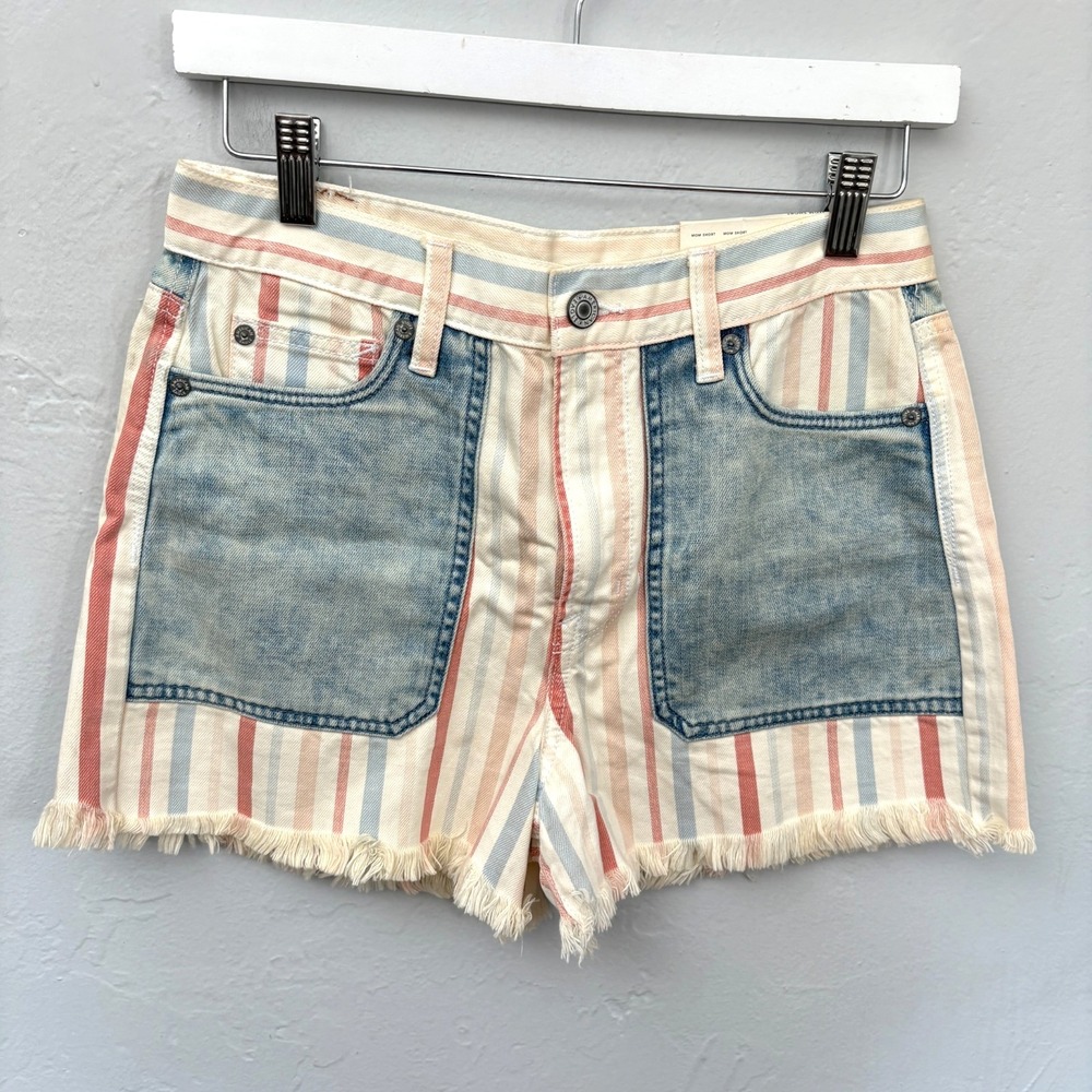 American Eagle Mom Shorts Women Size 4 Red White Blue Pastel New